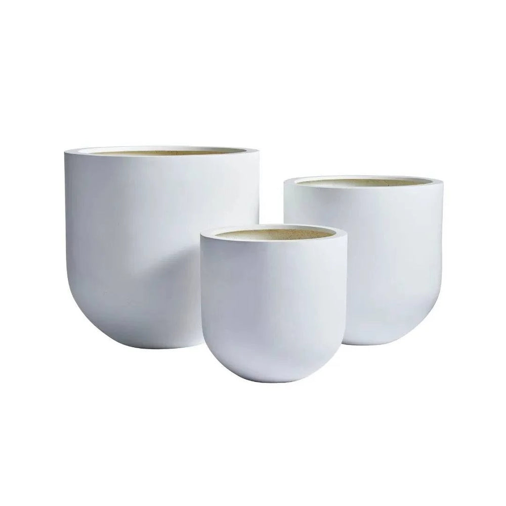 Group of white light-weight garden pot