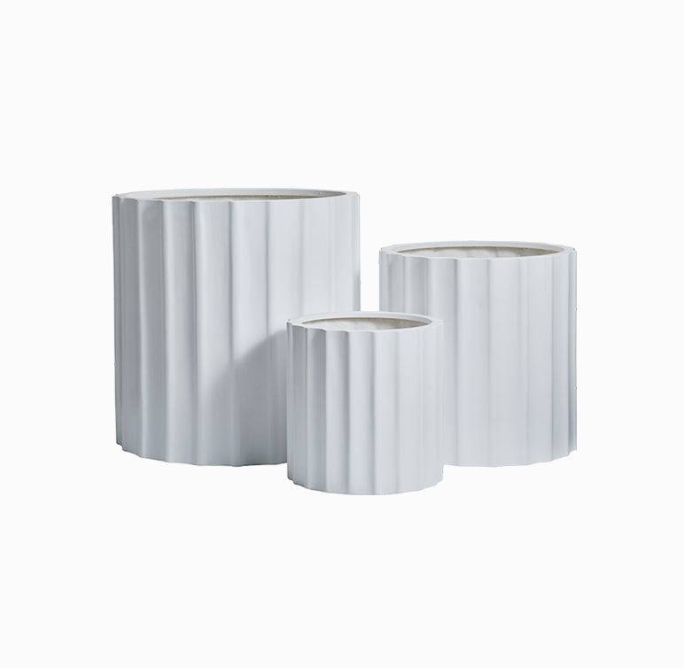 Group of white balcony planters