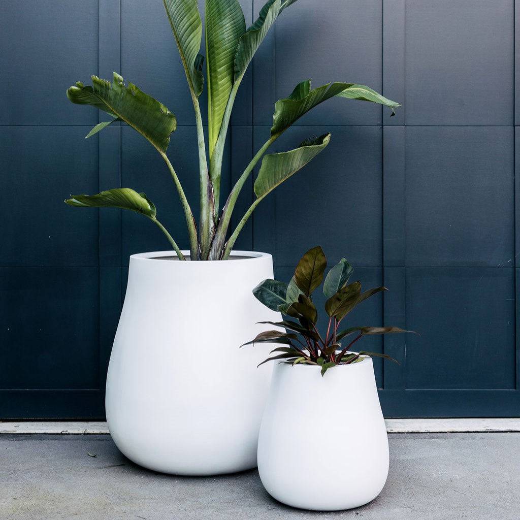 White garden pots