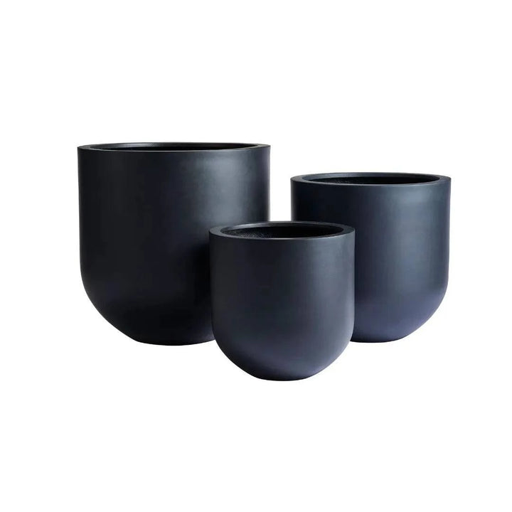 Group of black flower pots