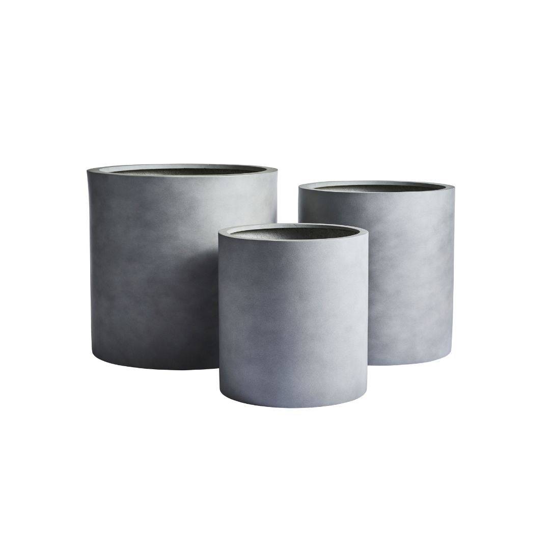Grey lightweight garden pots