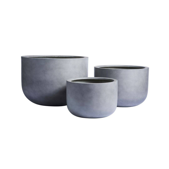 Group of grey lightweight pots
