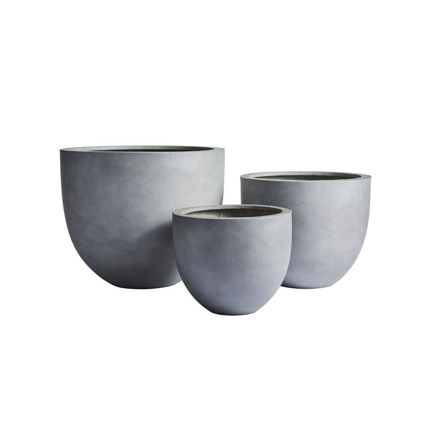 Grey garden pots
