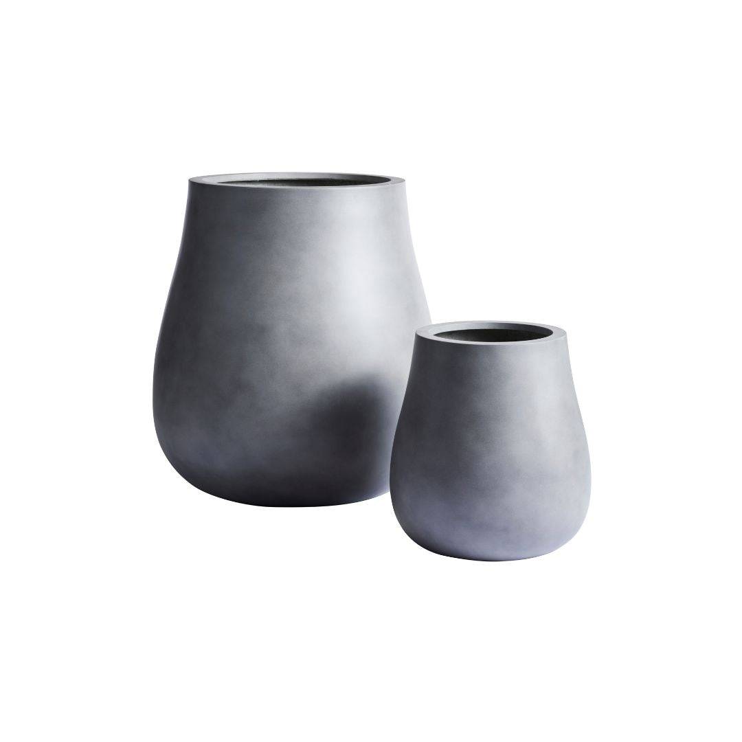 Grey garden pots